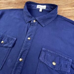 Peter Millar Crown Lava Wash Shirt Men's M Blue Pearl Snap Long Sleeve Pockets